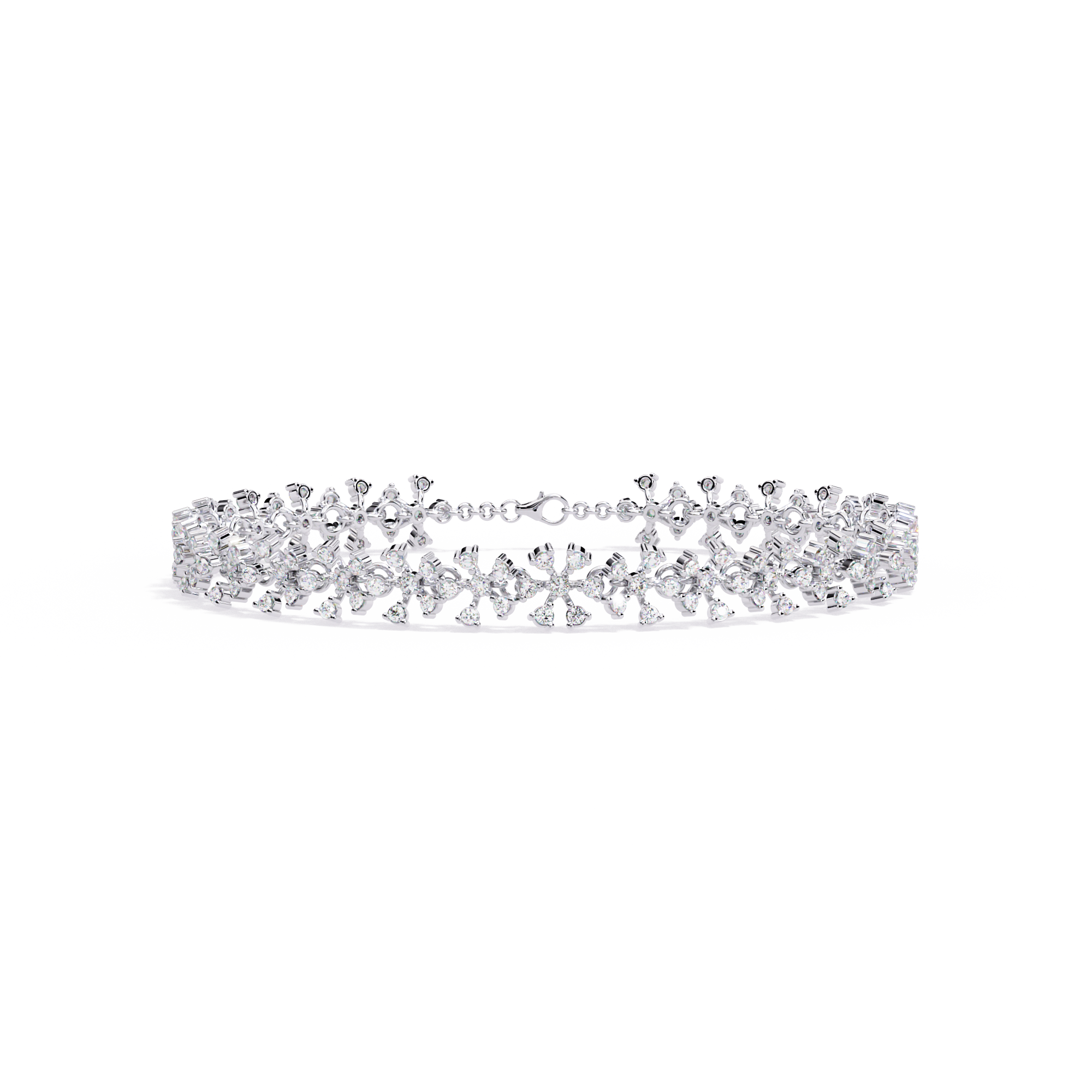 Solitairekart 1.59ct  Natural Diamond Floral Snowflake Bracelet-HI Color, VS-SI Clarity